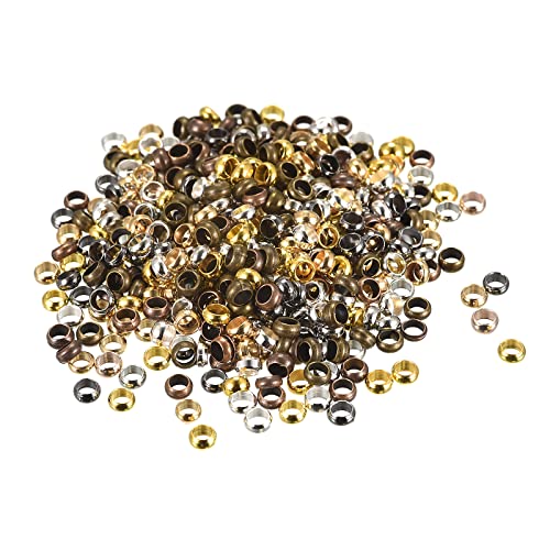 sourcing map 500 Stück Runde Crimp Perlen 4mm Crimpende Abstands Perlen Winzige Stopper für Armbandschmuck Herstellung DIY Multifarbe von sourcing map