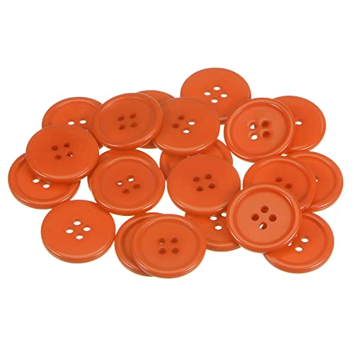 sourcing map 50 Stück Knöpfe 25 mm Nähknöpfe Orange Harz Kunststoffknöpfe Flach 4 Loch Runde Bastelknöpfe zum Nähen Bekleidung Hosen Anzüge Jacke Hemden Mantel Blazer Stricken Kardigans von sourcing map