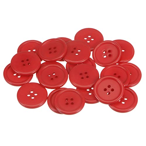 sourcing map 50 Stück Knöpfe 25 mm Nähknöpfe Rot Harz Kunststoffknöpfe Flach 4 Loch Runde Bastelknöpfe zum Nähen Bekleidung Hosen Anzüge Jacke Hemden Mantel Blazer Stricken Kardigans von sourcing map
