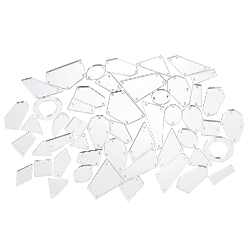 sourcing map 50Stk Aufnähen Acryl Unregelmäßige Spiegel Stück Kit Heimwerker Gespiegelt Strass Spiegel Perlen für Abendkleider Stoffkleid Silber von sourcing map