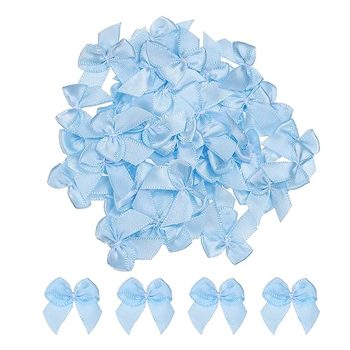 sourcing map 50 Stück Mini Satinband Schleifen 2,5cm Stoff Satinschleife Blume Bögen Ribbon Mini Band Bowtie für Handwerk Basteln Nähen Harre Hochzeit Geburtstag Party Blau von sourcing map