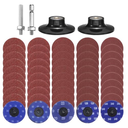 sourcing map 54-teiliges Schnellwechsel-Schleifscheiben-Set, 7,6 cm Rollverriegelung, Schleifscheiben mit 6,35 mm Schaft, Pad-Halter, Körnung 36/60/80/120/240, Oberflächenbehandlungsscheibe für sourcing map 54-teiliges Schnellwechsel-Schleifscheiben-Set, 7,6 cm Rollverriegelung, Schleifscheiben mit 6,35 mm Schaft, Pad-Halter, Körnung 36/60/80/120/240, Oberflächenbehandlungsscheibe für von sourcing map