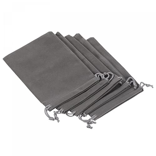 sourcing map 5Stk Mikrofaser Beutel Weiche Lagerung Kordelzug für Gläser 18x12cm Grau von sourcing map