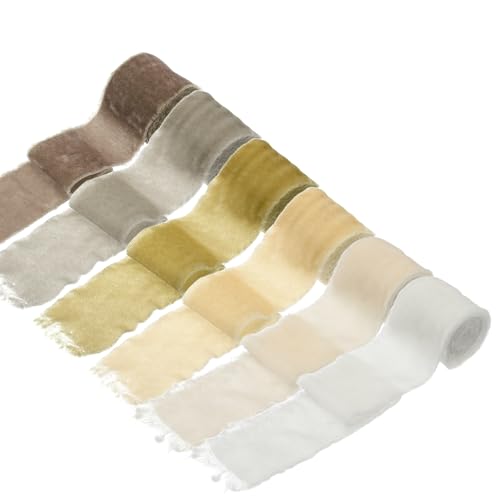 sourcing map 6 Rollen Samtband, 3,8 cm x 91,4 cm, handgefertigt, mit Fransen aus Seide, ausgefranster Rand, für Blumenstrauß, Verpackung, Hochzeitsdekoration, Brautschmuck, Basteln, gelber Stil sourcing map 6 Rollen Samtband, 3,8 cm x 91,4 cm, handgefertigt, mit Fransen aus Seide, ausgefranster Rand, für Blumenstrauß, Verpackung, Hochzeitsdekoration, Brautschmuck, Basteln, gelber Stil von sourcing map