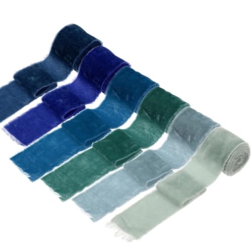 sourcing map 6 Rollen Samtband, 3,8 cm x 91,4 cm, handgefertigtes Seidenfransenband, ausgefranster Rand, für Blumenstrauß, Verpackung, Hochzeitsdekoration, Brautschmuck, Basteln, blauer Stil sourcing map 6 Rollen Samtband, 3,8 cm x 91,4 cm, handgefertigtes Seidenfransenband, ausgefranster Rand, für Blumenstrauß, Verpackung, Hochzeitsdekoration, Brautschmuck, Basteln, blauer Stil von sourcing map