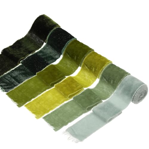 sourcing map 6 Rollen Samtband, 3,8 cm x 91,4 cm, handgefertigtes Seidenfransenband, ausgefranster Rand, für Blumenstrauß, Verpackung, Hochzeitsdekoration, Brautschmuck, Basteln, grüner Stil sourcing map 6 Rollen Samtband, 3,8 cm x 91,4 cm, handgefertigtes Seidenfransenband, ausgefranster Rand, für Blumenstrauß, Verpackung, Hochzeitsdekoration, Brautschmuck, Basteln, grüner Stil von sourcing map