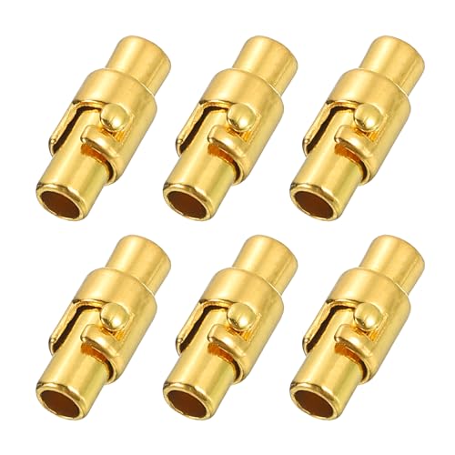sourcing map 6 Stück Magnetverschlüsse, 0,3 cm Lederschnur-Endkappen, magnetische Armbandverschlüsse und Verschlüsse für Schmuckherstellung, DIY-Armbandverschlüsse, goldfarben von sourcing map