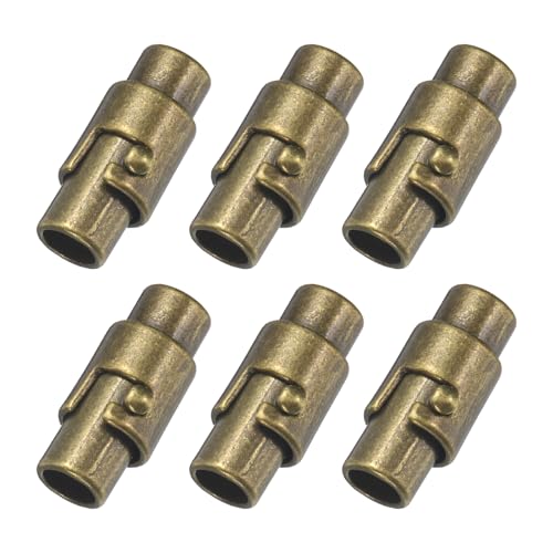 sourcing map 6 Stück Magnetverschlüsse, 0,4 cm Lederschnur-Endkappen, magnetische Armbandverschlüsse und Verschlüsse für Schmuckherstellung, DIY-Armbandverschlüsse, Bronze von sourcing map