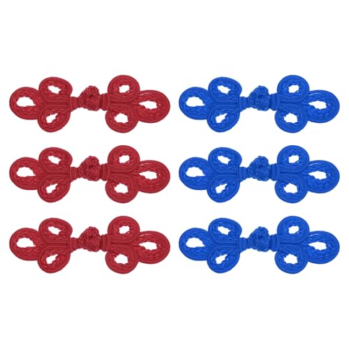 sourcing map 6 Stück chinesische Knoten Froschknöpfe Verschluss Kastanienbraun/Marineblau Nähknöpfe Verschlüsse für DIY Nähen Mäntel Umhang Pullover Brautkostüm Outfit von sourcing map