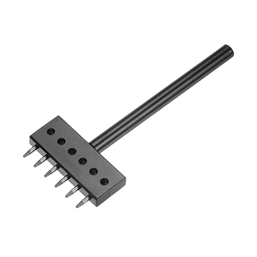 sourcing map 6 Zinken Leder Zinken Schlagen Werkzeug 8mm Stahlzinken Reihe Runde Loch Meißel für Leder Handwerk von sourcing map