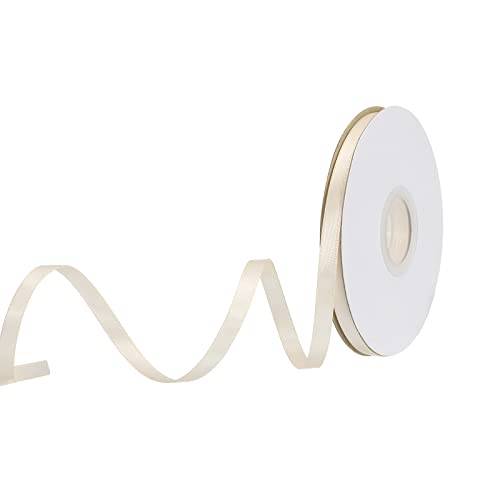 sourcing map 6 mm x 23 Meter Satinband Doppelseitige Schleifenband Polyester Geschenkband für Deko Party Hochzeit Geburtstag Trauer Geschenkverpackung Band, Beige von sourcing map