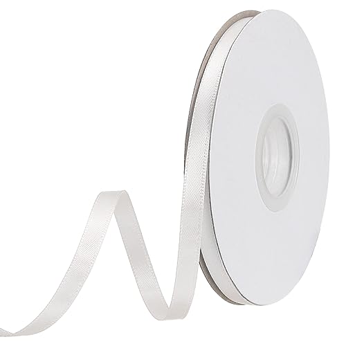 sourcing map 6 mm x 23 Meter Satinband Doppelseitige Schleifenband Polyester Geschenkband für Deko Party Hochzeit Geburtstag Trauer Geschenkverpackung Band, Cremeweiß von sourcing map