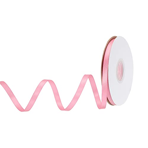 sourcing map 6 mm x 23 Meter Satinband Doppelseitige Schleifenband Polyester Geschenkband für Deko Party Hochzeit Geburtstag Trauer Geschenkverpackung Band, Hell-Pink von sourcing map