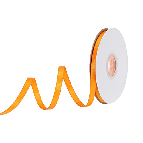 sourcing map 6 mm x 23 Meter Satinband Doppelseitige Schleifenband Polyester Geschenkband für Deko Party Hochzeit Geburtstag Trauer Geschenkverpackung Band, Orange von sourcing map