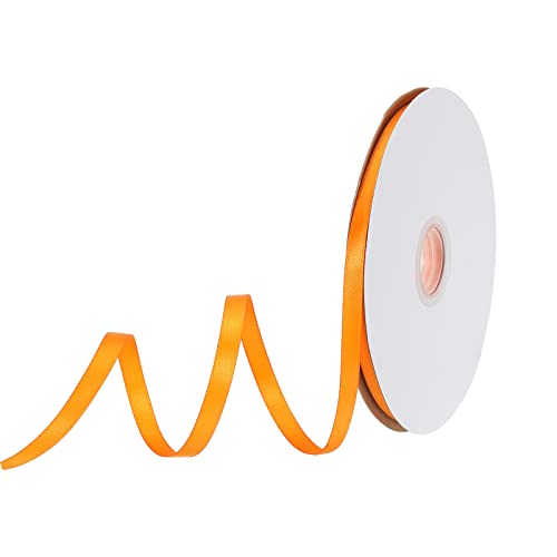 sourcing map 6 mm x 46 Meter Satinband Doppelseitige Schleifenband Polyester Geschenkband für Deko Party Hochzeit Geburtstag Trauer Geschenkverpackung Band, Orange von sourcing map