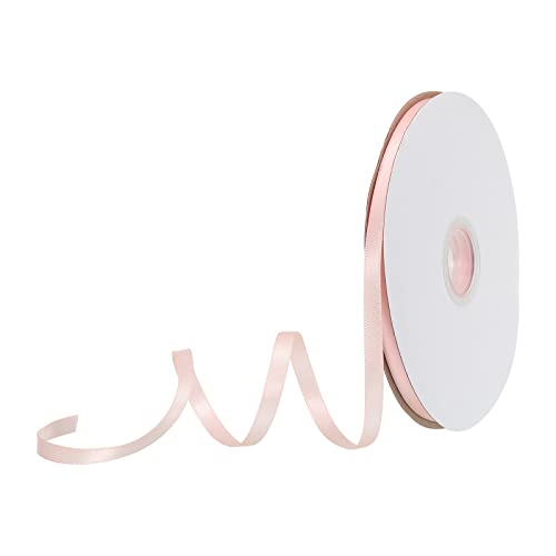 sourcing map 6 mm x 46 Meter Satinband Doppelseitige Schleifenband Polyester Geschenkband für Deko Party Hochzeit Geburtstag Trauer Geschenkverpackung Band, Pfirsichrosa von sourcing map