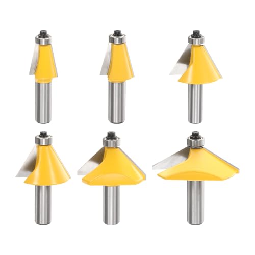 sourcing map 6-teiliges Fasenfräser-Bit-Set, 6,35 mm Schaft, 11,25, 15, 22,5, 30, 45, 60 Grad Schneidwinkel, Hartmetall-Holzfräser-Bits für Holzbearbeitung, Gelb sourcing map 6-teiliges Fasenfräser-Bit-Set, 6,35 mm Schaft, 11,25, 15, 22,5, 30, 45, 60 Grad Schneidwinkel, Hartmetall-Holzfräser-Bits für Holzbearbeitung, Gelb von sourcing map