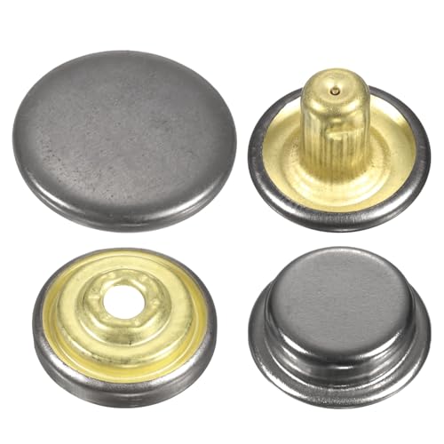 sourcing map 60 Sets Druckknöpfe, 12,5 mm, Metall-Schnappverschluss, Legierung, zum Aufnähen, für Tasche, Leder, Marine, Boot, Leinwand, Pistole von sourcing map