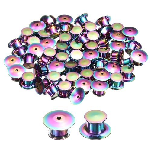 sourcing map 60 Stück Metall-Verriegelungsstift-Verschlüsse, Flachkopf-Klemme, Nadel-Rückschloss für DIY-Brosche, Basteln, Abzeichen, Emaille-Revers, mehrfarbig von sourcing map