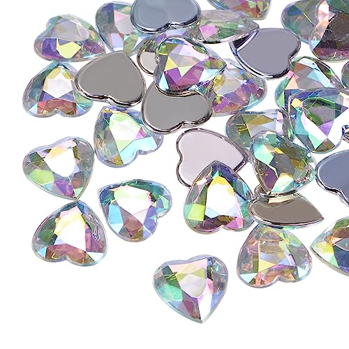 sourcing map 60Stk Acryl Herz Strass 15mm Flach Hinten Plastik Edel Schmuck Aufkleber für Valentinstag Partys Schmuck Herstellung Karte Basteln Weiß von sourcing map