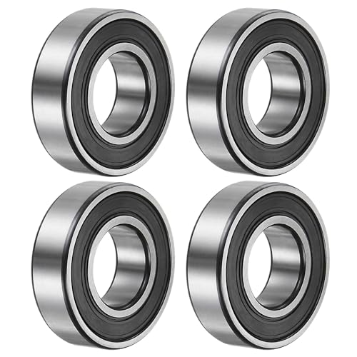 sourcing map 6205-2RS Rillenkugellager, 4 Stück 25 x 52 x 15mm C3 Doppelt gummierte Chromstahl-Lager, Schwarz von sourcing map