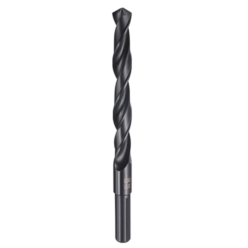sourcing map 7/16 Zoll Bohrer, 3/8 Zoll, reduzierter Schaft, 3-flach, 4241 Hochgeschwindigkeitsstahl, Nitrieren, schwarz, 118°-Standardspitze für Kunststoff, Holz, Kupfer, Aluminium, Eisen von sourcing map