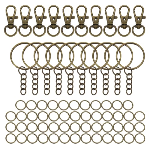 sourcing map 70-teiliges Schlüsselanhänger-Ring-Set, Schlüsselanhänger-Hardware enthält 10 x 32 mm Karabinerverschlüsse, 10 x Schlüsselanhänger mit Kette, 50 offene Ringe für Bastelzubehör, Bronze sourcing map 70-teiliges Schlüsselanhänger-Ring-Set, Schlüsselanhänger-Hardware enthält 10 x 32 mm Karabinerverschlüsse, 10 x Schlüsselanhänger mit Kette, 50 offene Ringe für Bastelzubehör, Bronze von sourcing map