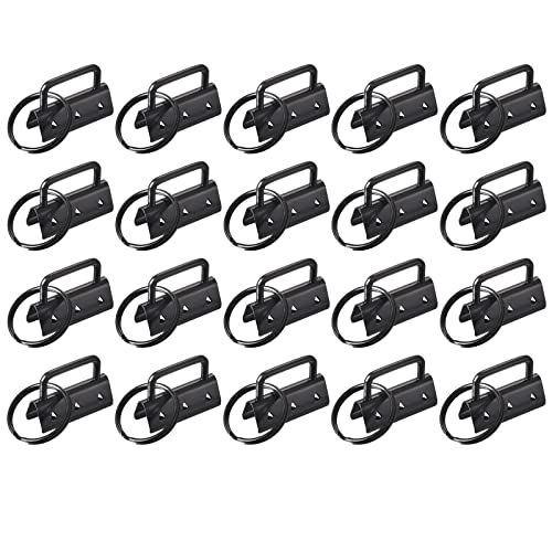 sourcing map 72 Stück 32 mm Schlüsselanhänger Hardware mit Schlüsselanhänger Ring für Taschen, Gurtband, Handgelenk, Schlüsselbänder, Schwarz, zum Selber Machen von sourcing map