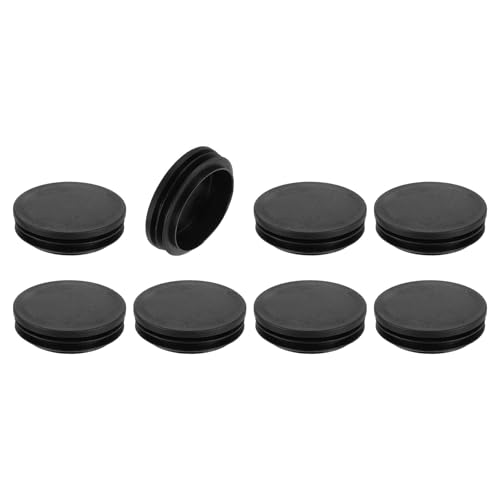 sourcing map 8 Stück runde Kunststoffstopfen, schwarze Endkappenstopfen, 63 mm, Möbelbein-Rohreinsatz, Gleitschutz für Stuhl, Sofa, Tisch, Regal von sourcing map