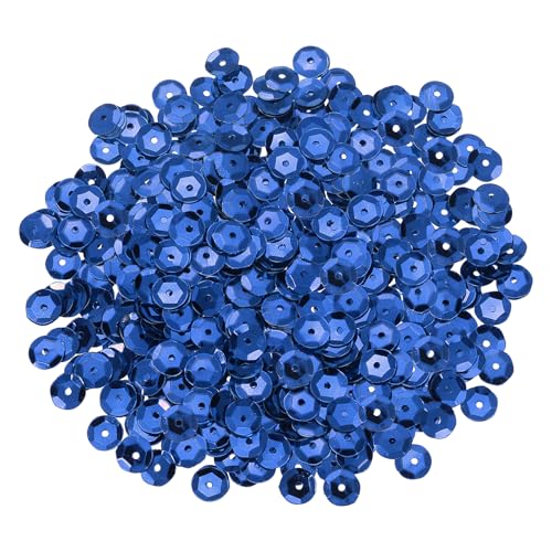 sourcing map 800 Stück lose Pailletten, 8 mm, runde lose Pailletten, schillernde Pailletten, Regenbogen-Großpackung mit Löchern, 20 g, zum Nähen, Sticken, Kleidung, Basteln, Dekorationen, Dunkelblau von sourcing map