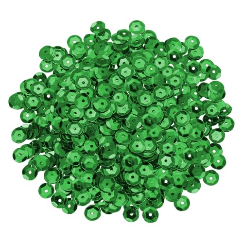 sourcing map 800 Stück lose Pailletten, 8 mm, runde lose Pailletten, schillernde Pailletten, Regenbogen-Großpackung mit Löchern, 20 g, zum Nähen, Sticken, Kleidung, Basteln, Dekorationen, Dunkelgrün von sourcing map