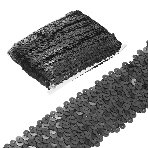 sourcing map 9,1 m, elastische Pailletten-Bordüre, Stretch, flach, Pailletten, Stoffband, Zierstreifen für Handwerk, Nähen, Kostüm, Kleid, Schwarz, 4,7 cm sourcing map 9,1 m, elastische Pailletten-Bordüre, Stretch, flach, Pailletten, Stoffband, Zierstreifen für Handwerk, Nähen, Kostüm, Kleid, Schwarz, 4,7 cm von sourcing map