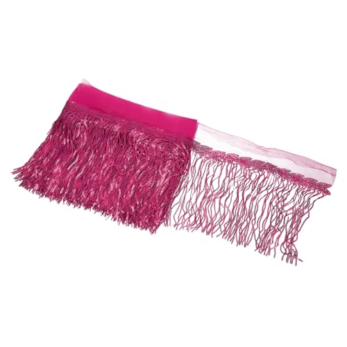 sourcing map 9,1 m 25,4 cm glänzende Pailletten-Lametta-Fransenbesatz, funkelnde Spangle Vorhang Fransen Pailletten Spitze Stoff Luftschlangen für DIY Latein-Tanz Kostüm Kleidung Geburtstag Rose Rot von sourcing map