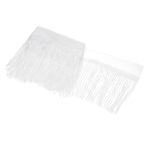 sourcing map 9,1 m 25,4 cm glänzende Pailletten-Lametta-Fransenbesatz, funkelnde Spangle Vorhang Fransen Pailletten Spitze Stoff Luftschlangen für DIY Latein-Tanz Kostüm Kleidung Geburtstag Weiß von sourcing map