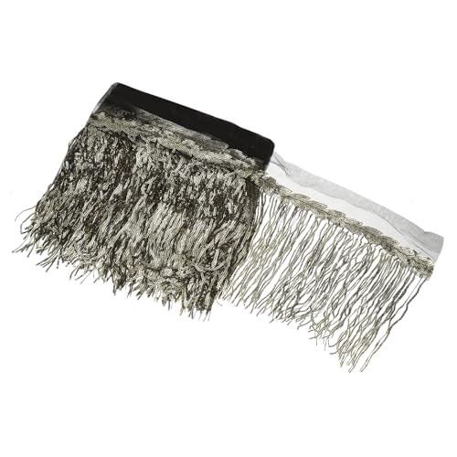 sourcing map 9,1 m 25,4 cm glänzende Pailletten-Lametta-Fransenborte, funkelnde Spangle Vorhang Fransen Pailletten Spitze Stoff Luftschlangen für DIY Latein-Tanz Kostüm Kleidung Geburtstag Schwarz von sourcing map