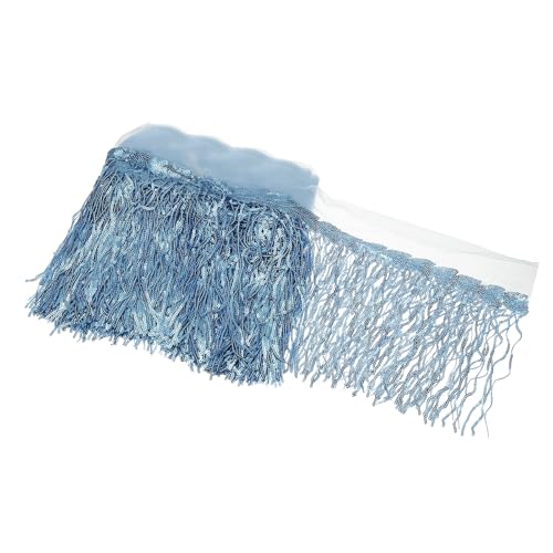 sourcing map 9,1 m 25,4 cm glänzende Pailletten Lametta Fransenborte Funkelnde Spangle Vorhang Fransen Pailletten Spitze Stoff Luftschlangen für DIY Latin Dance Kostüm Kleidung Geburtstag Hellblau von sourcing map