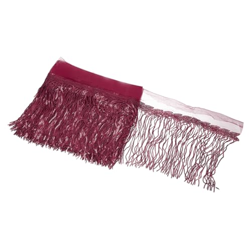 sourcing map 9,1 m 25,4 cm glänzende Pailletten Lametta Fransenborte Funkelnde Spangle Vorhang Fransen Pailletten Spitze Stoff Luftschlangen für DIY Latin Dance Kostüm Kleidung Geburtstag Weinrot von sourcing map