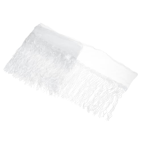 sourcing map 9,1 m 25,4 cm glänzende Pailletten Lametta Fransenborte Funkelnde Spangle Vorhang Fransen Pailletten Spitze Stoff Streamer für DIY Latin Dance Kostüm Kleidung Geburtstag Transparent Weiß von sourcing map
