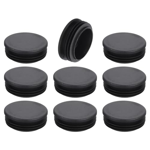 sourcing map 9 Stück runde Kunststoffstopfen, schwarze Endkappenstopfen, 53 mm, Möbelbein-Rohreinsatz, Gleitschutz für Stuhl, Sofa, Tisch, Regal von sourcing map