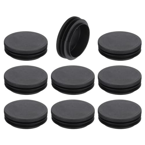 sourcing map 9 Stück runde Kunststoffstopfen, schwarze Endkappenstopfen, 60 mm, Möbelbein-Rohreinsatz, Gleitschutz für Stuhl, Sofa, Tisch, Regal von sourcing map