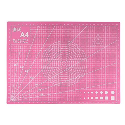 sourcing map A4 Selbstheilend Schneidematte 12"x9" Doppelseitig Rutschfest Gitter PVC Rosa von sourcing map