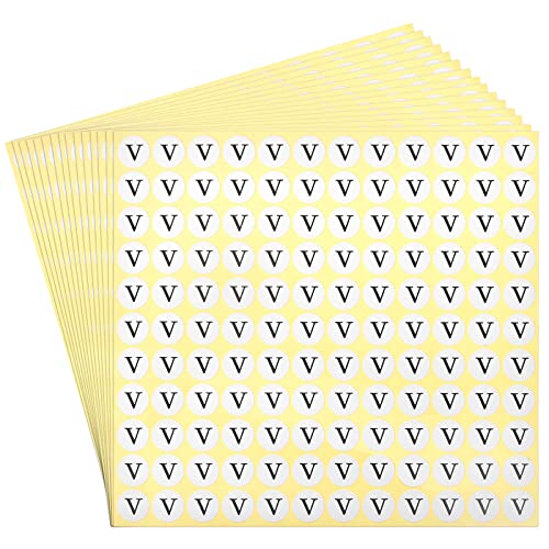 sourcing map Alphabet Buchstabe Aufkleber 15 Blatt 1980 Stück Buchstabe V Runde Stick Briefetiketten selbstklebend für Scrapbooking Basteln von sourcing map