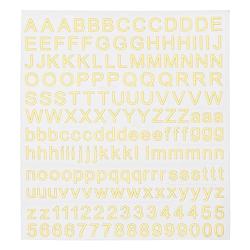 sourcing map Alphabet Buchstaben Nummer Harz Aufkleber 3D Klein A bis Z 1 bis 9 Gold Mini Metallisch Funkeln Legierung Sticker für Harz Nägel Sammelalben von sourcing map