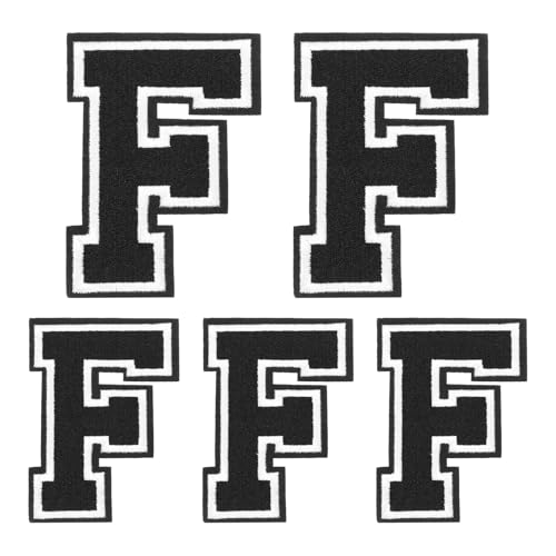 sourcing map Aufbügler mit Buchstaben und Zahlen, 5 Stück, Alphabet F, bestickt, zum Aufnähen auf Buchstaben und Zahlen, Aufkleber, Applikation für die Reparatur von Kleidung, Jeans, Schuhen, Hüten von sourcing map
