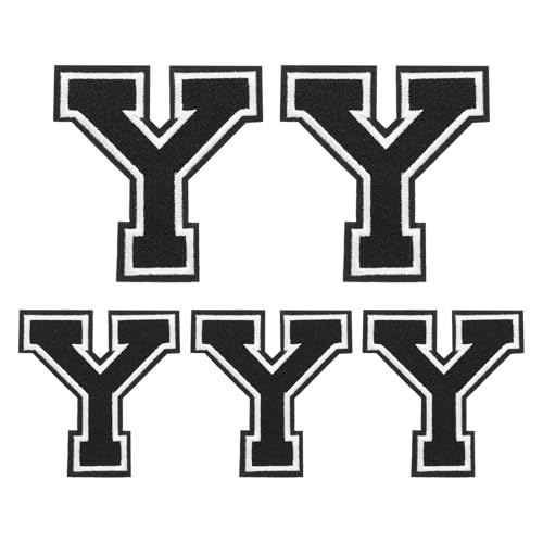 sourcing map Aufbügler mit Buchstaben und Zahlen, 5 Stück, Alphabet Y, bestickt, zum Aufnähen auf Buchstaben und Zahlen, Aufkleber, Applikation für die Reparatur von Kleidung, Jeans, Schuhen, Hüten von sourcing map