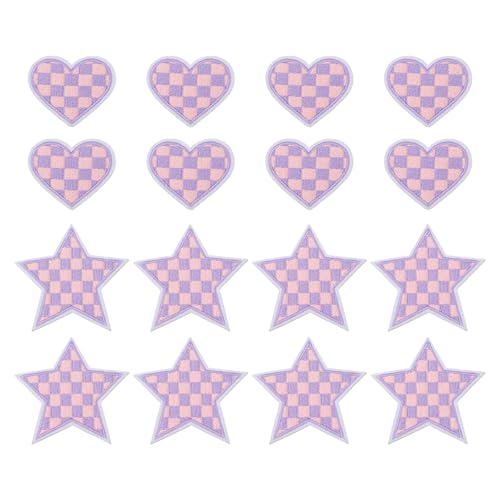 sourcing map Aufnäher zum Aufbügeln, bestickt, für Jacke, Denim-Kollektion, Kleidung, Kleid, Hüte, Jeans, DIY-Zubehör, Hellviolett/Rosa, 18 Stück von sourcing map