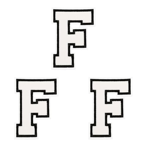 sourcing map Aufnäher zum Aufbügeln mit Buchstaben, 11,3 cm, großes Alphabet F, bestickte Applikation zum Aufnähen auf Kleidung, Kleid, Socken, Jeans, Hüte, DIY-Zubehör (weiß), 3 Stück von sourcing map