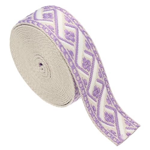 sourcing map Baumwoll-Gurtband, 50 mm, Jacquard-Gurtband, Stickerei, Polyester-Gurtband, Geldbörsenriemen, Gürtel für Geldbörse, Tasche, Handwerk, Kleidung, Khaki-Violett von sourcing map