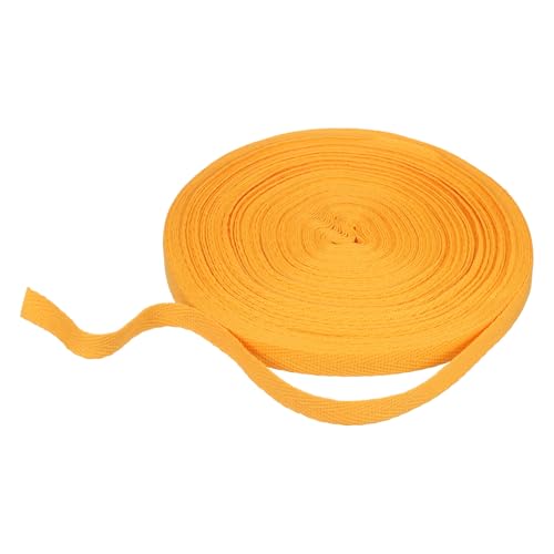 sourcing map Baumwoll-Twillband, 0,9 cm, 22,7 m, Fischgräten-Gurtband, Rolle, Schrägband, für Bastelarbeiten, Nähen, Geschenkverpackungen, Goldton von sourcing map