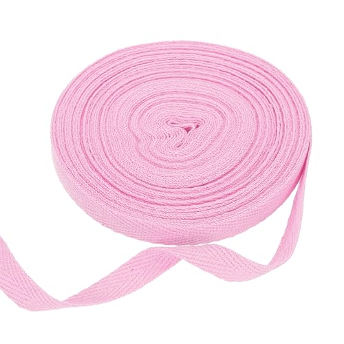 sourcing map Baumwoll-Twillband, 0,9 cm, 9,5 m, Fischgräten-Gurtband, Rolle, Schrägband, für Bastelarbeiten, Nähen, Geschenkverpackungen, Hellrosa von sourcing map